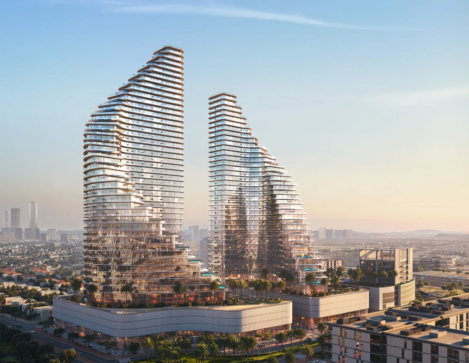 Binghatti Flare towers in Jumeirah Village Triangle, Dubai