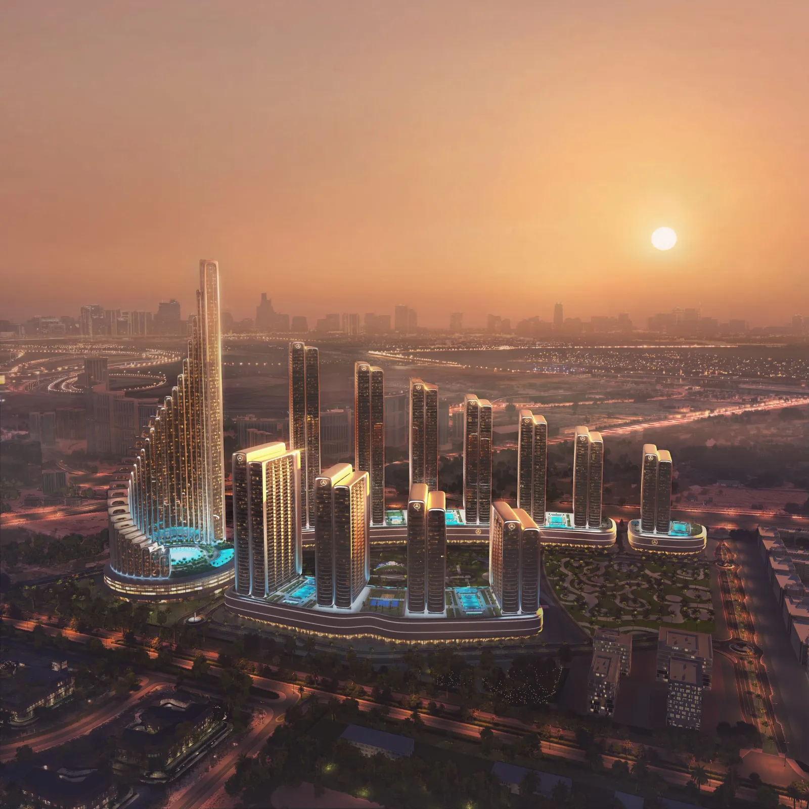 Mercedes-Benz Places Binghatti City towers in Nad Al Sheba, Dubai